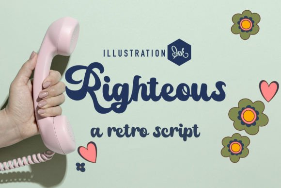 Righteous: Elevate Your Design with Retro Cursive Charm